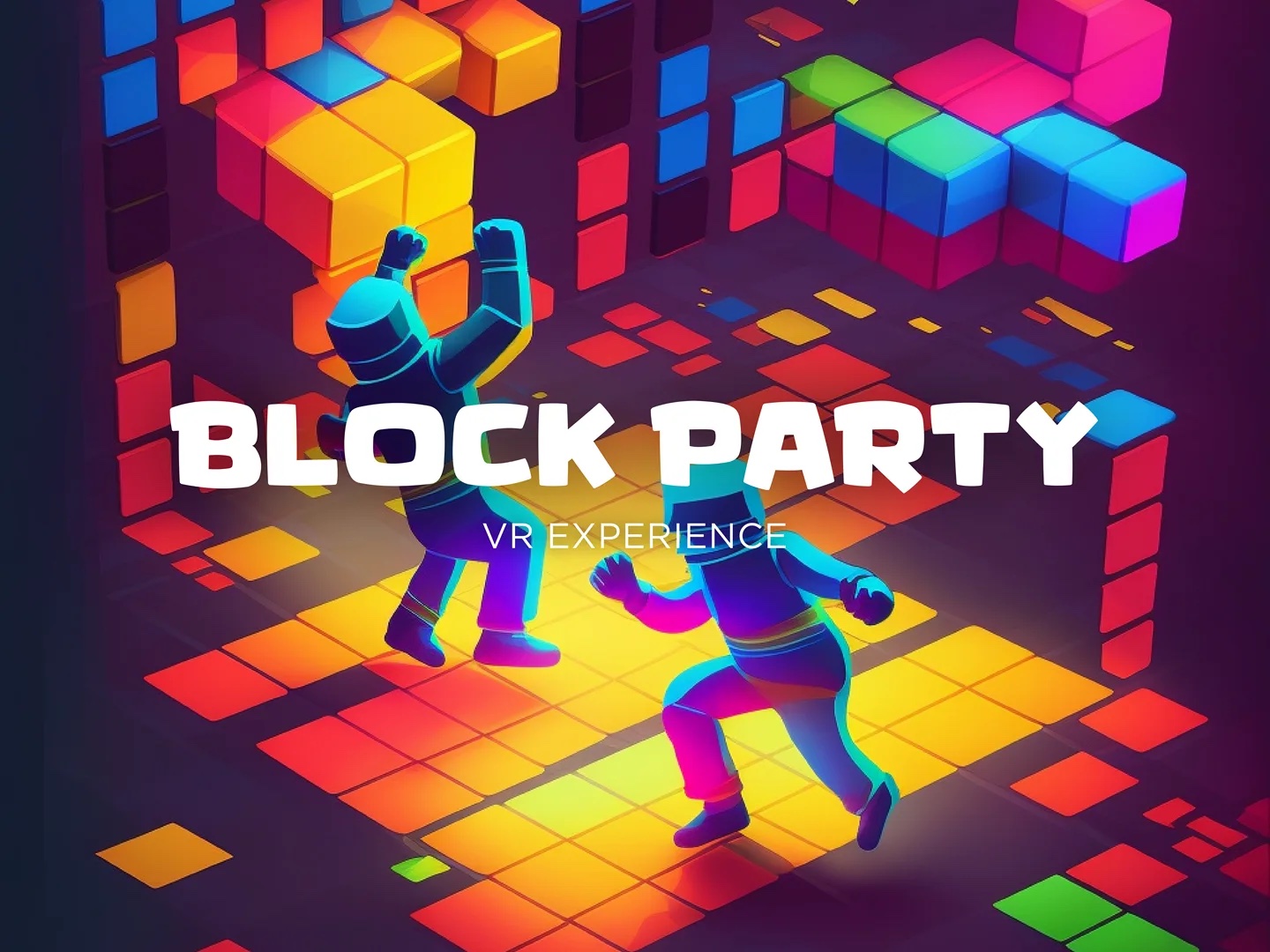 Block Party game showing tetris style virtual world.