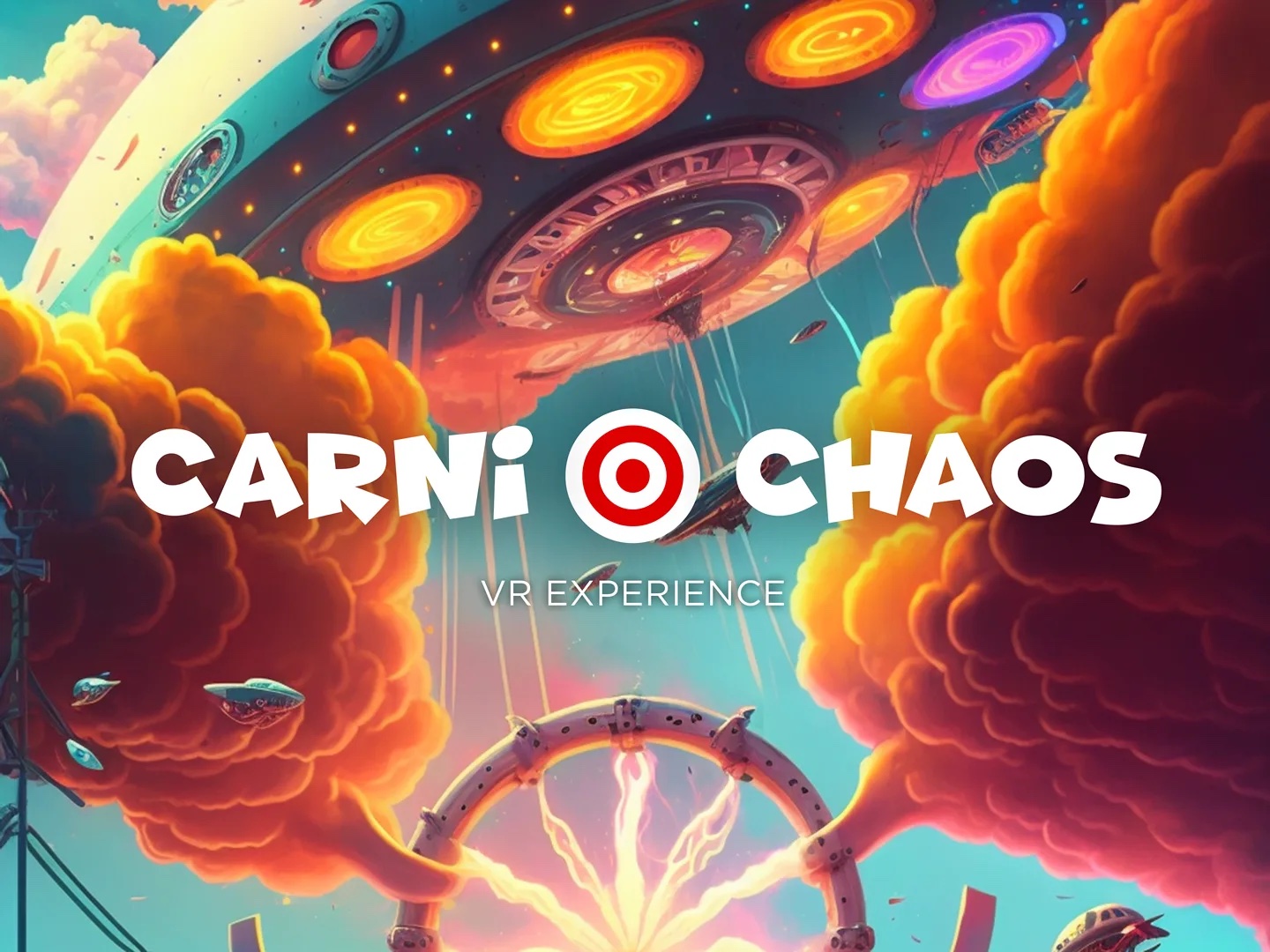 Carni Chaos game showing alien spaceship and wacky carnival attractions.