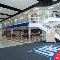 View of the third floor skyboxes from the main entrance 