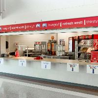 View of the concession stand found on the concourse between sections 104 and 105 and sections 113 and 114