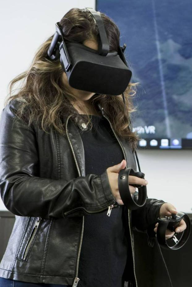 Student using a VR headset