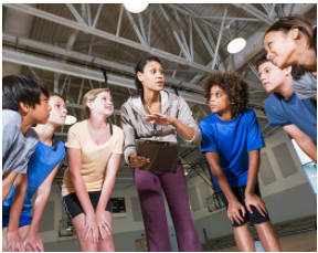teacher talking to students