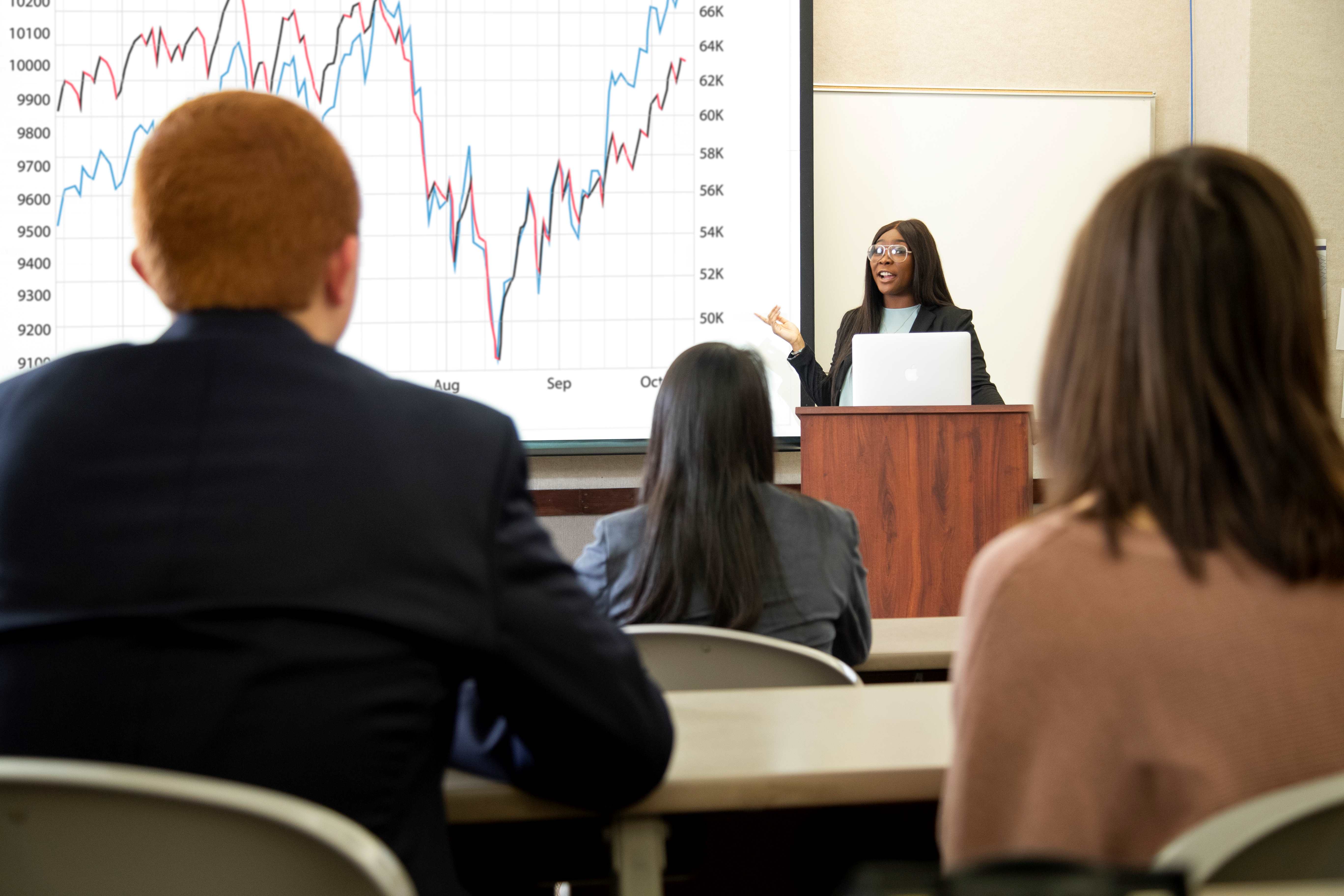 girl presenting in a class