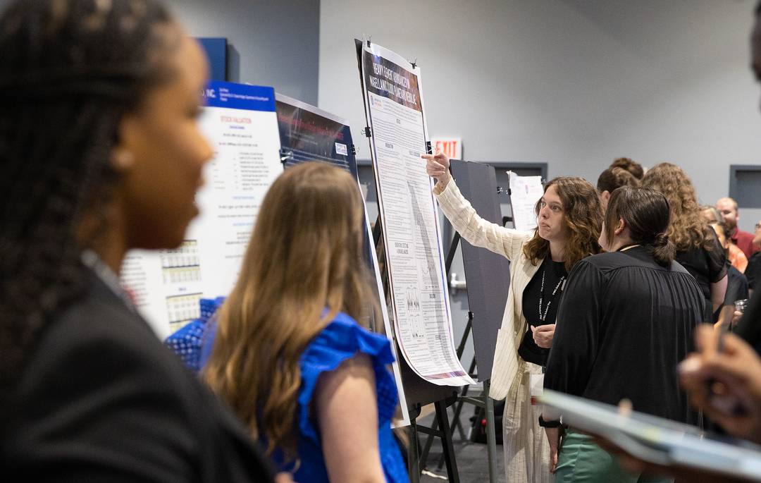 Students at a conference