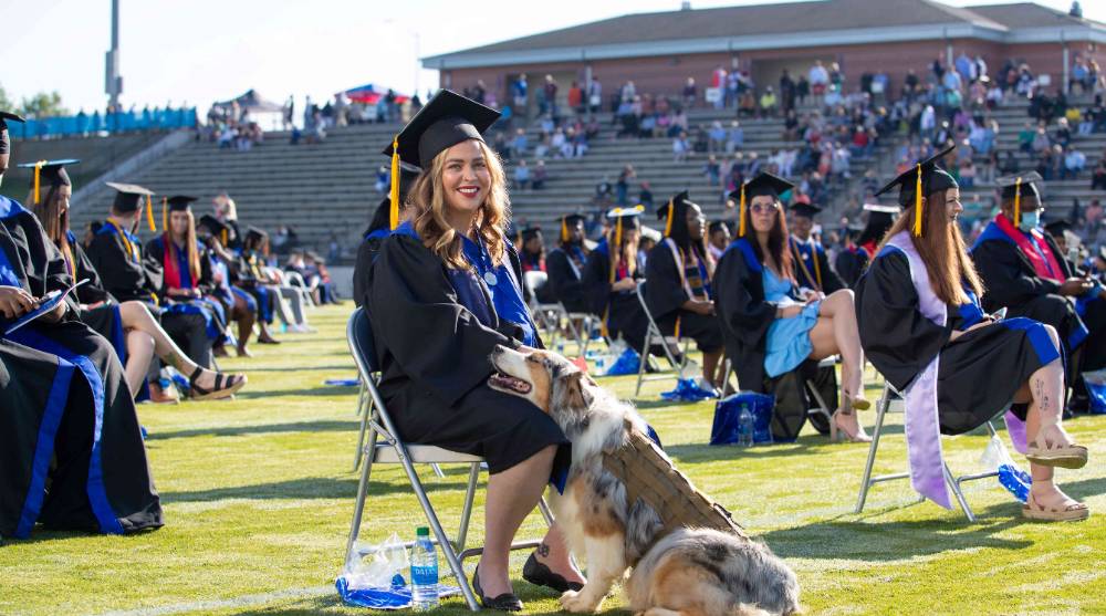 Student with service dog.