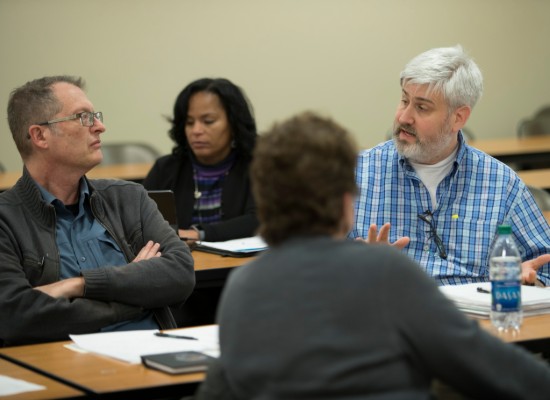 senate members in discussion