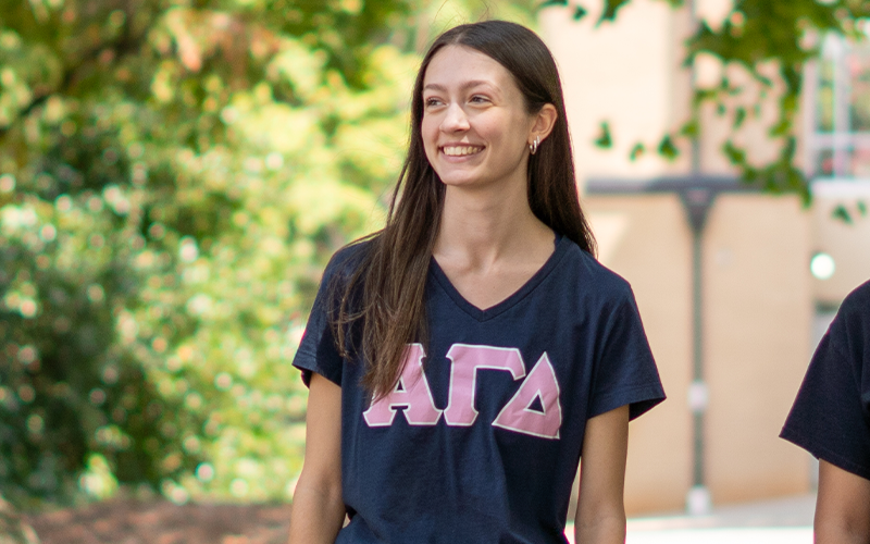 UWG student smiles on campus
