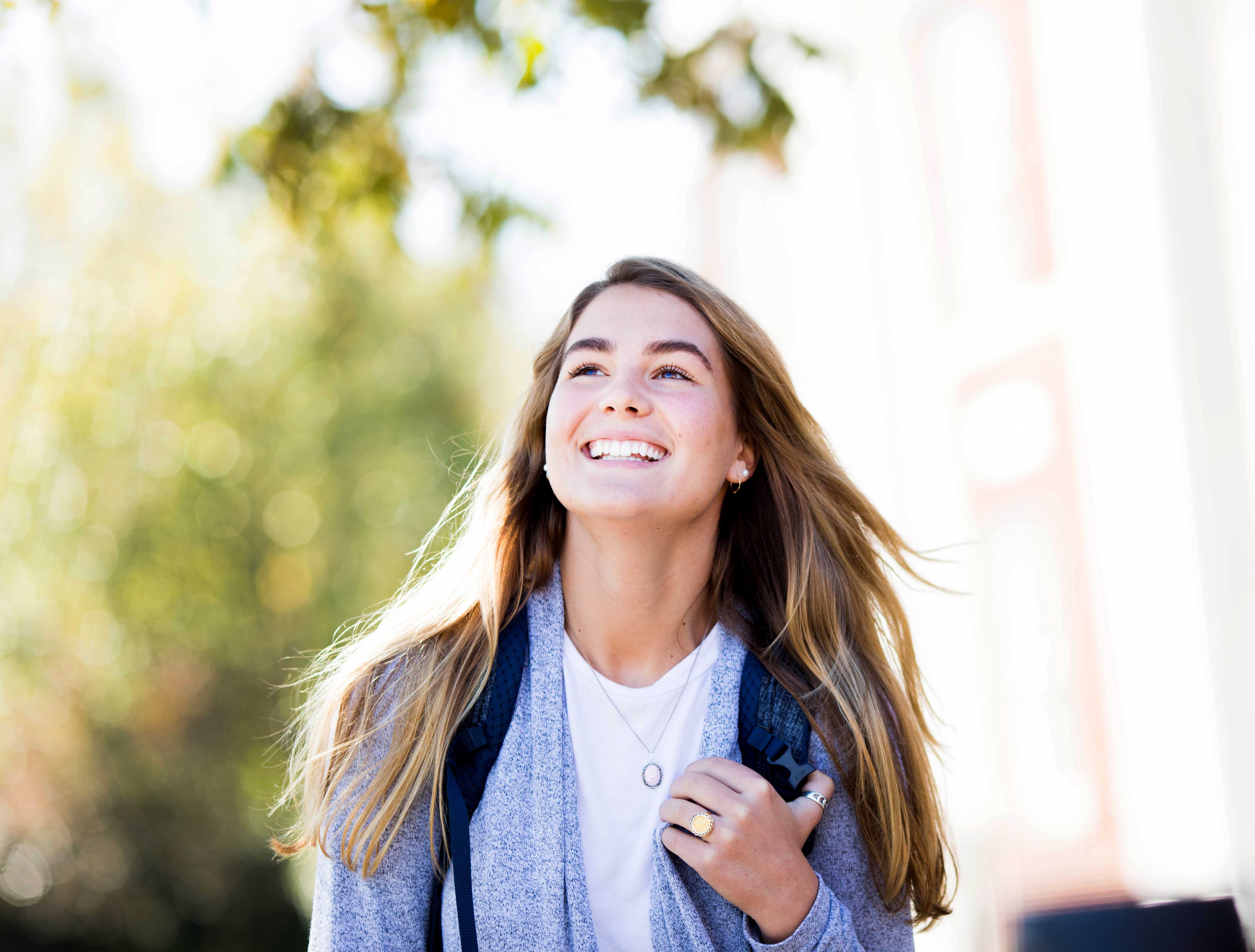 Girl walking outside