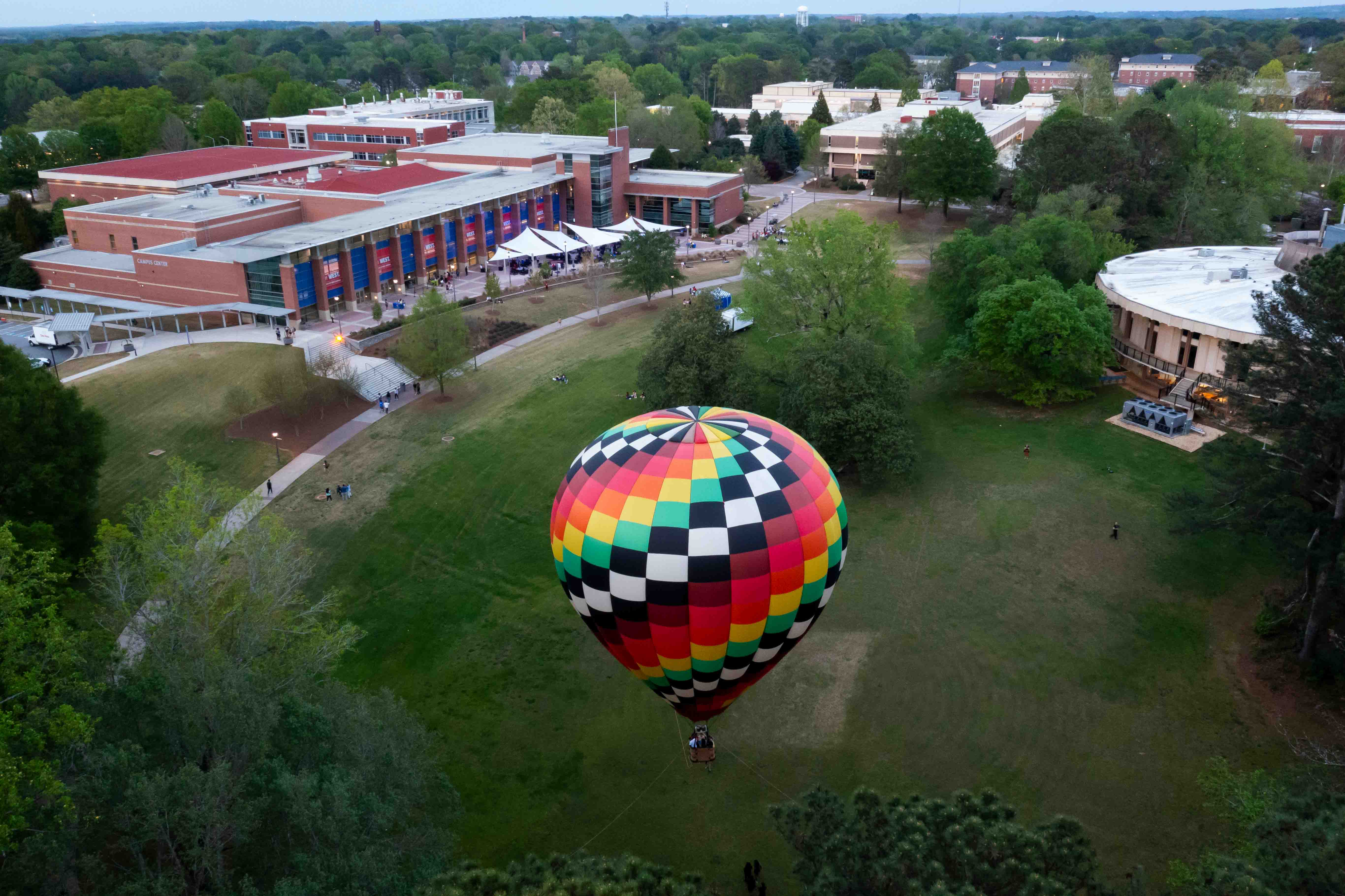 Hot air balloon on campus