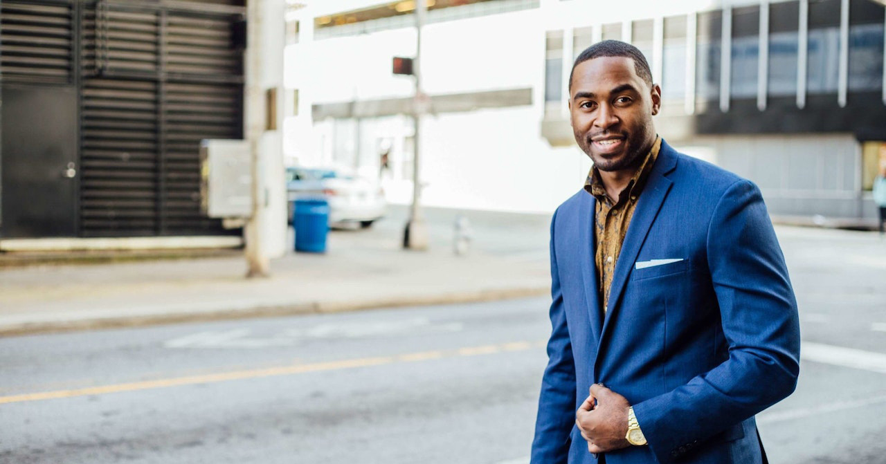 Man Wearing Blue Blazer