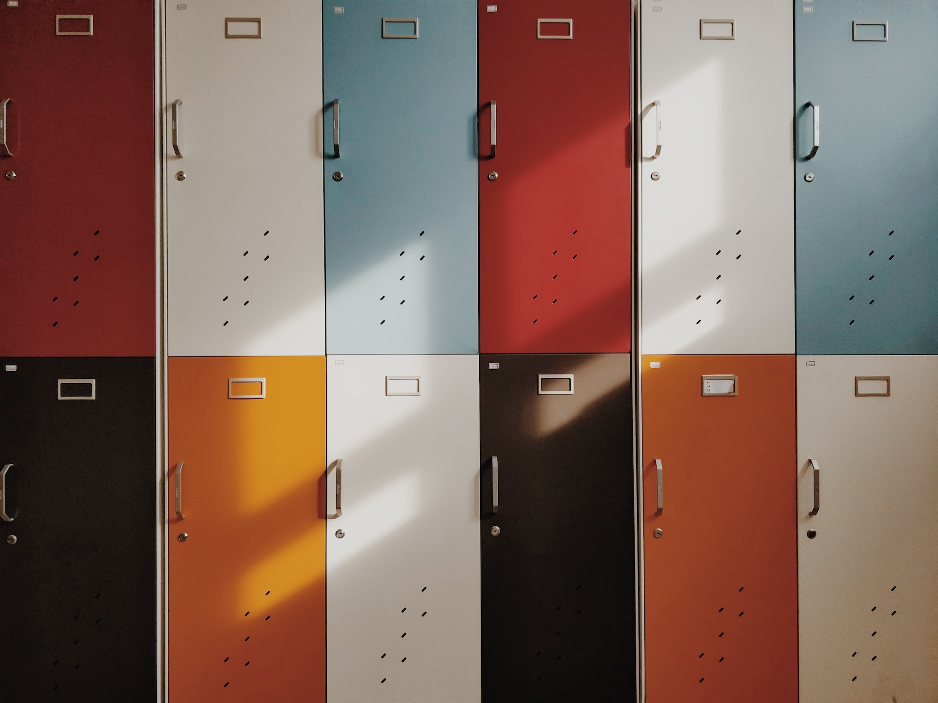 series of multicolored lockers