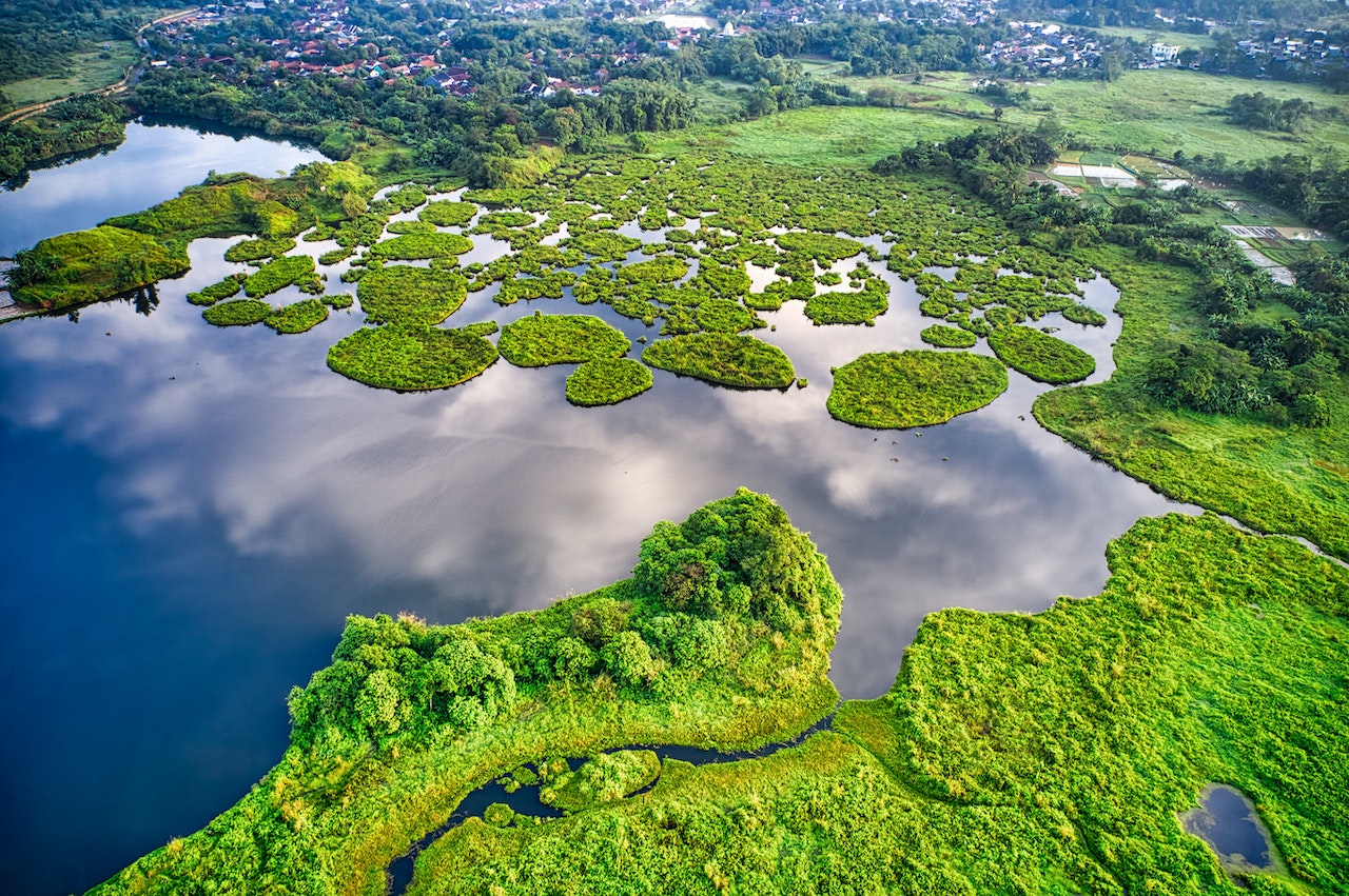 Aerial of Banten, Indonesia's coast