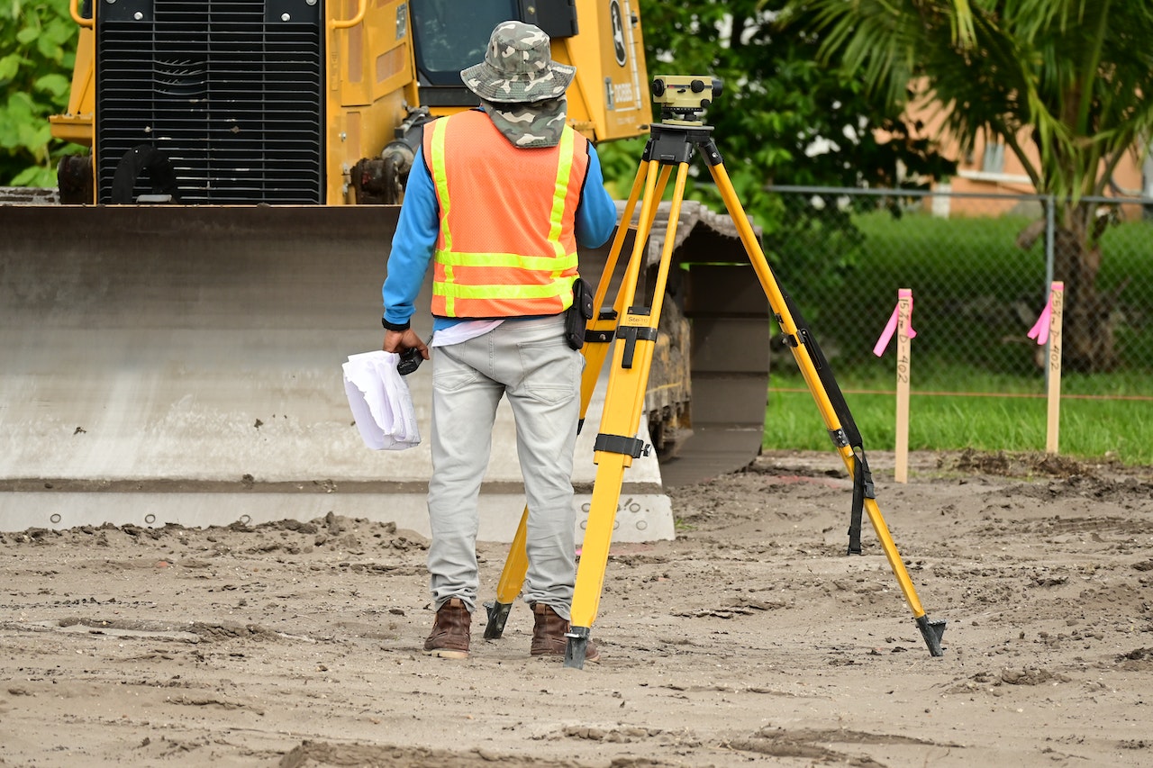 Man surveying some property