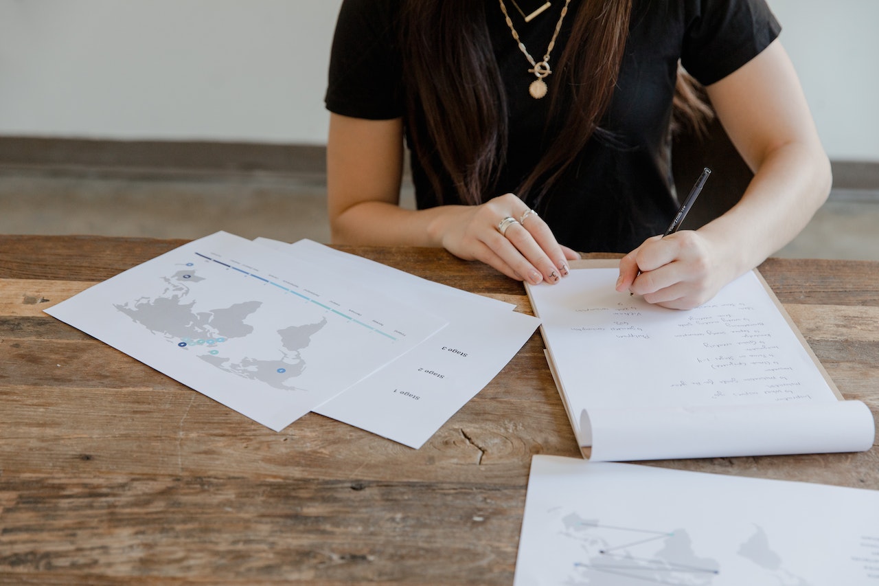 Woman looking at a map