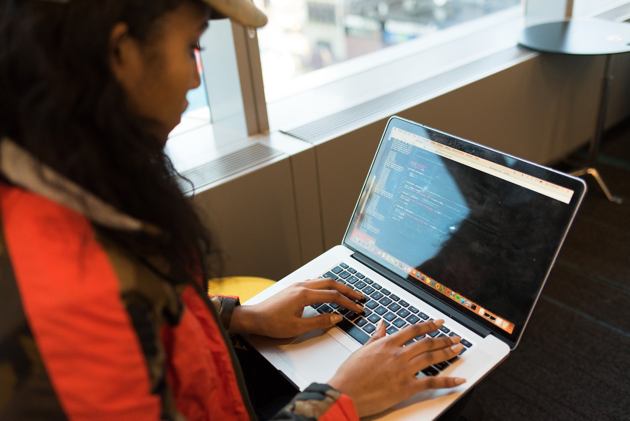 Woman working on a laptop