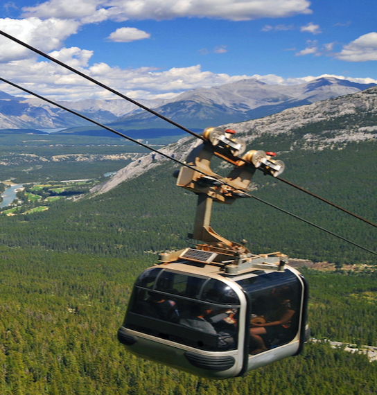 Sky bucket soars over mountain ranges