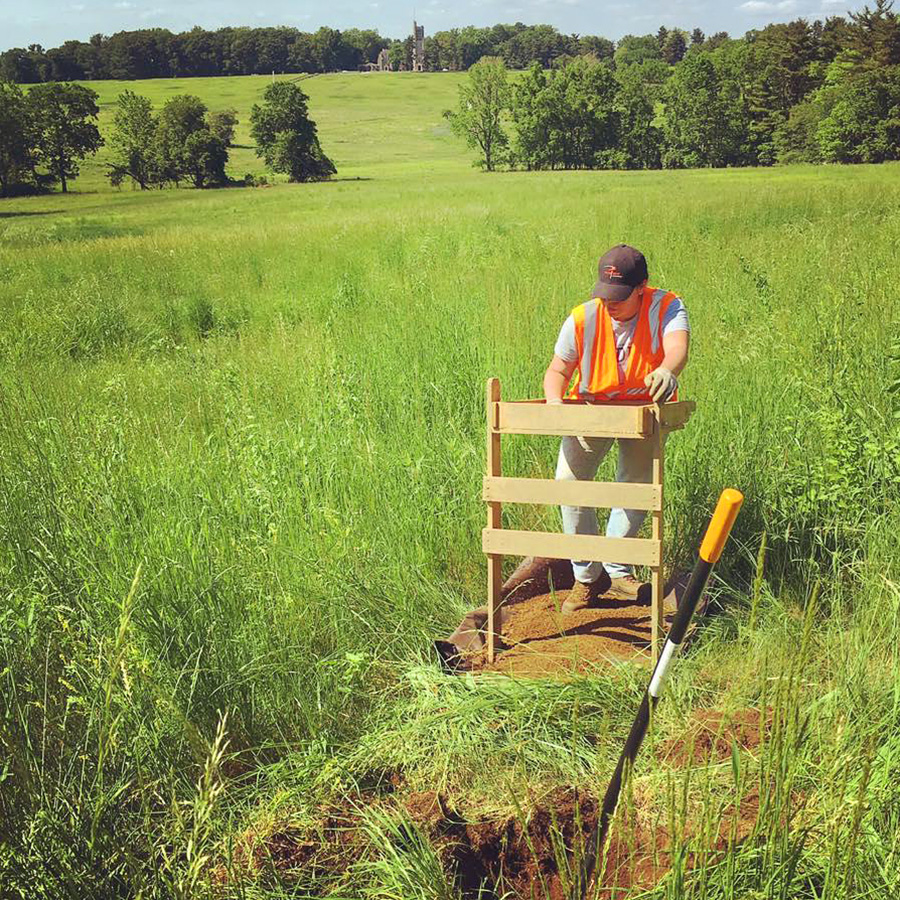 Student working in a field