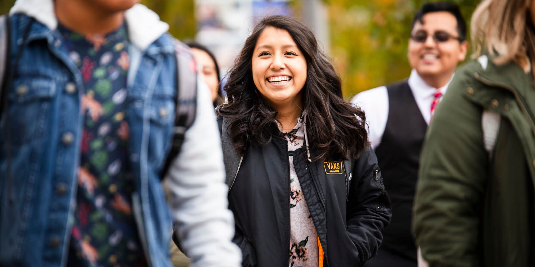 students walking around campus