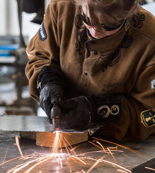 student at work in the Visual Arts Building