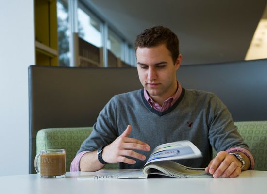 student reading a book
