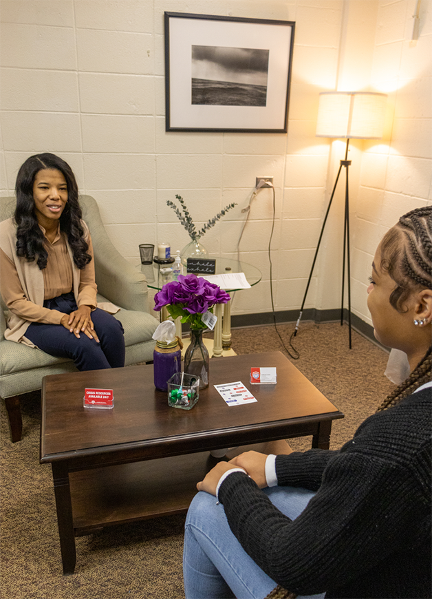 Student talking with counselor