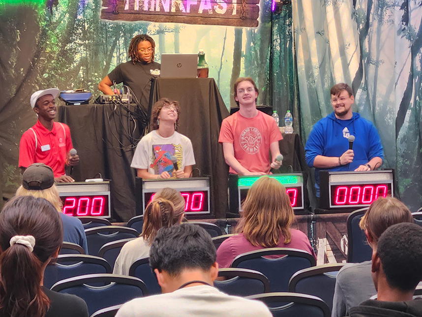 students doing final round of trivia for thinkfast trivia