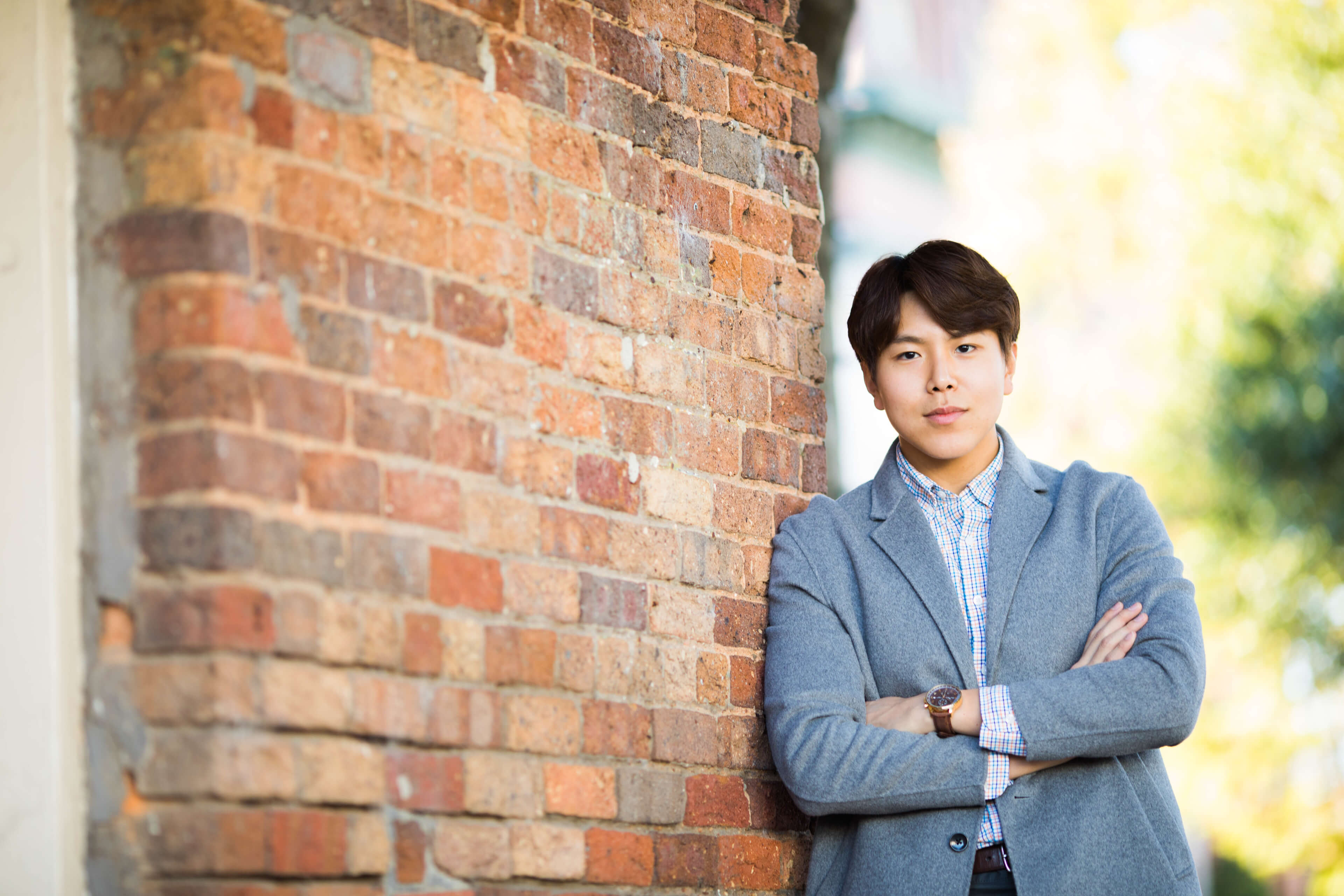 Male student in a suit