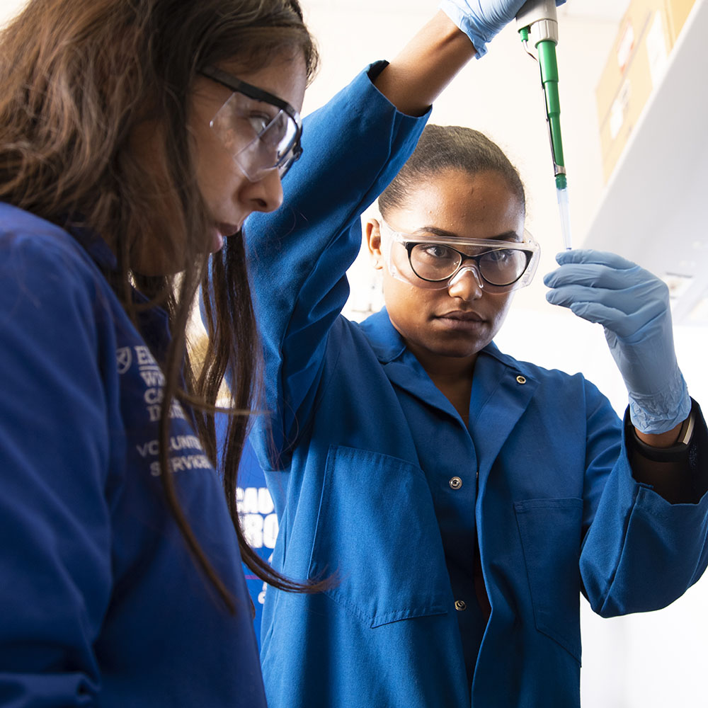 student in lab