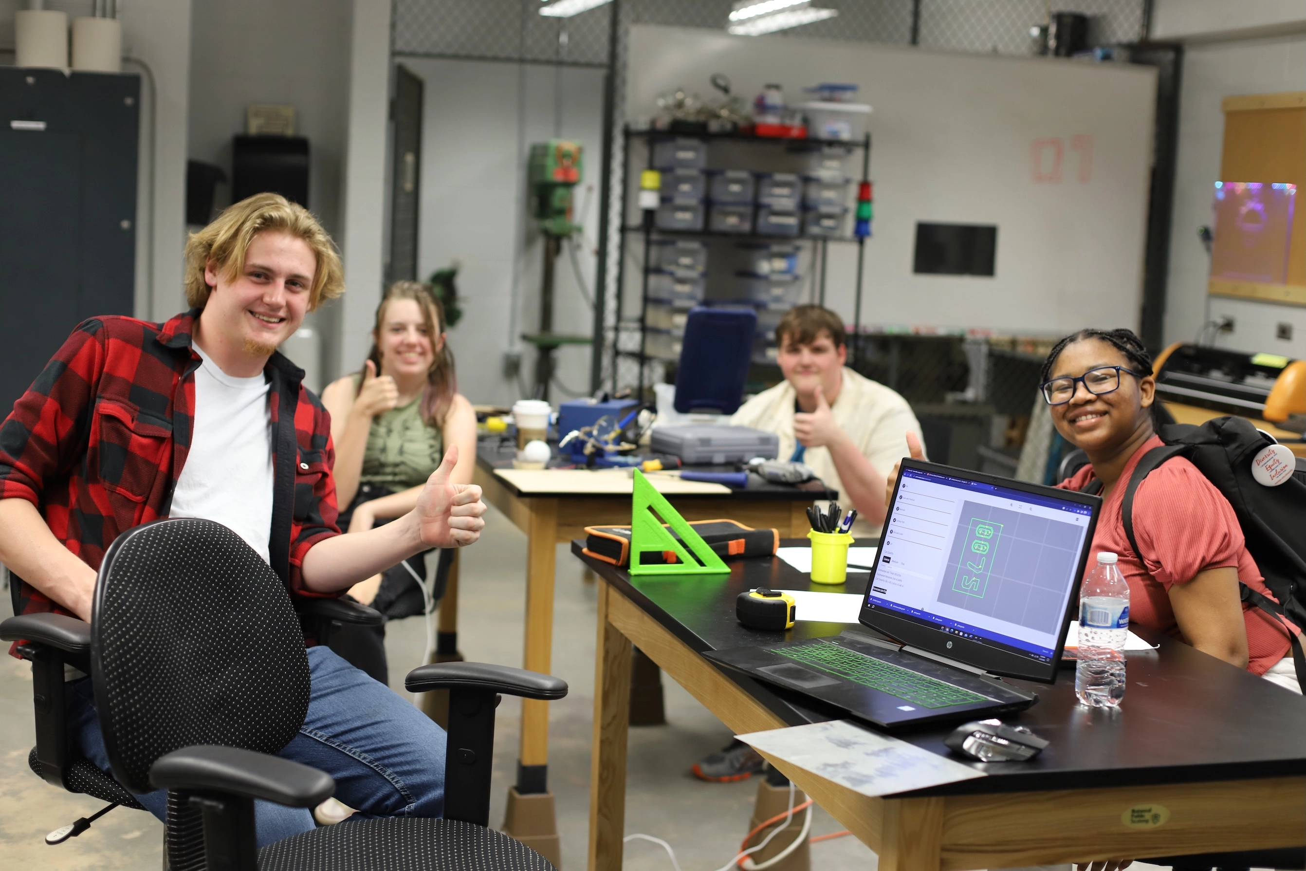 Group of students inside the Garage