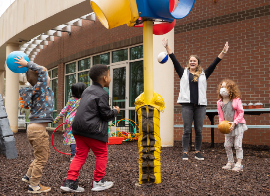 students on playground