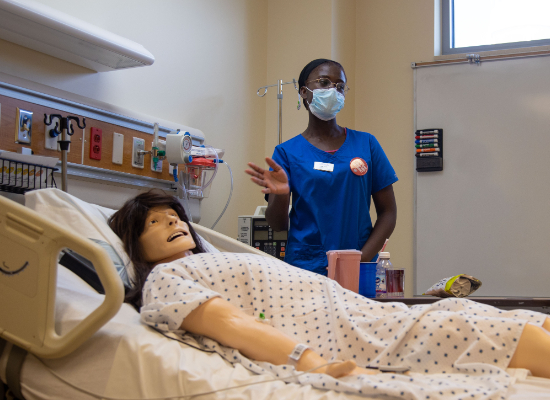 cna student in clinical lab