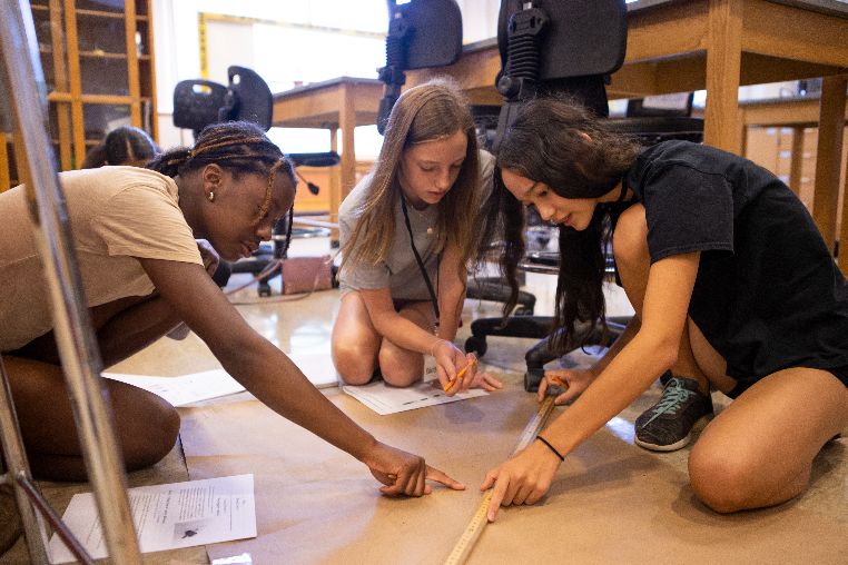 Campers working on an experiment