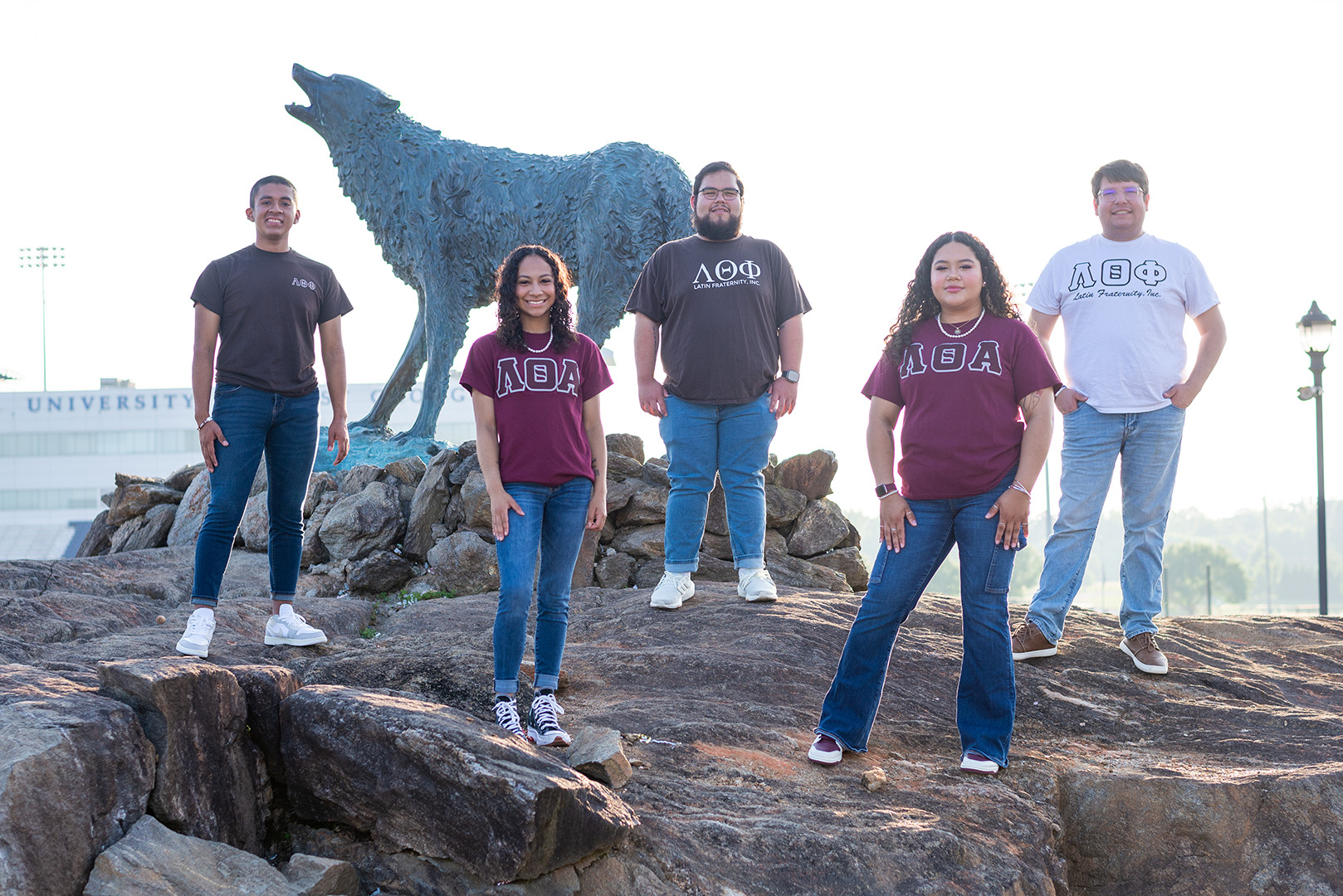 fraternity and sorority students in greek village