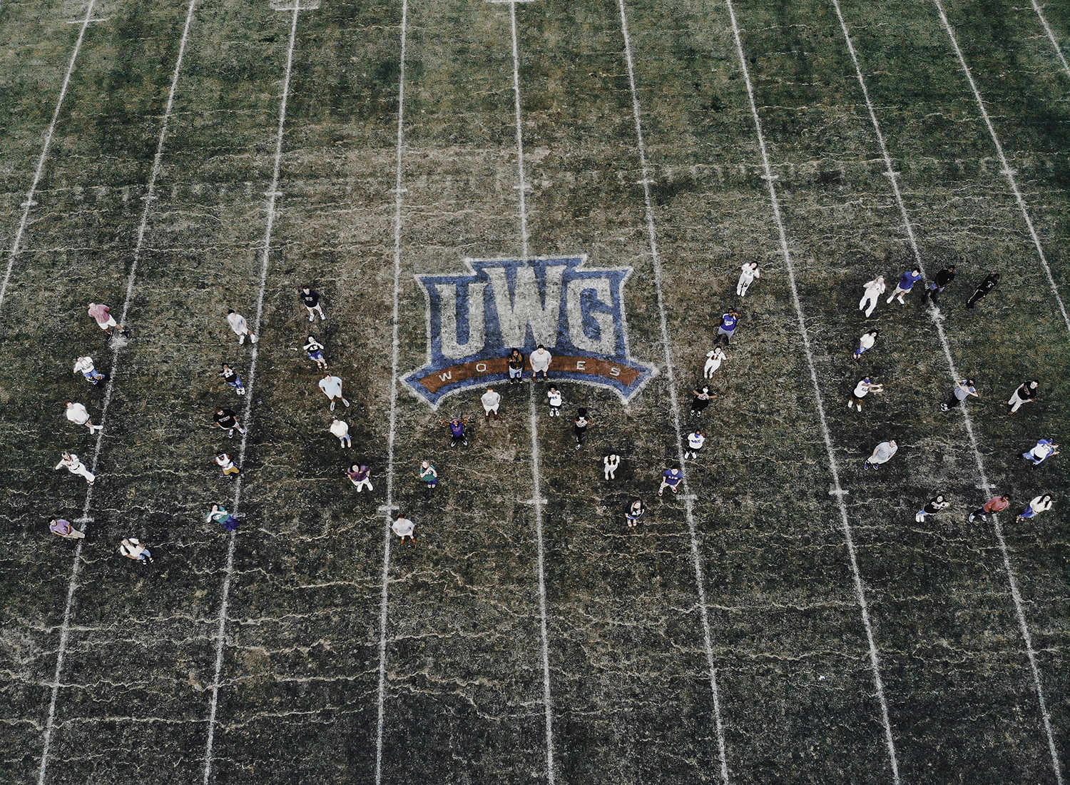 greek life students on the UWG football field