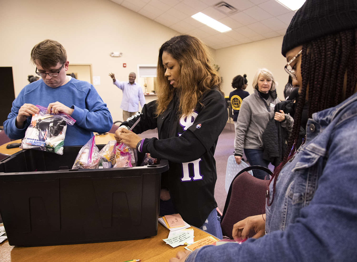 Students volunteering at a local church