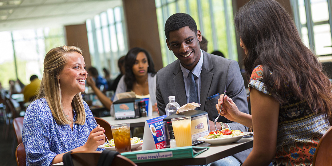 Students dining together