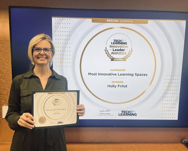 lease join us in congratulating Dr. Holly Frilot, one of our outstanding part-time faculty members, for receiving the Innovative Leader Award for Most Innovative Learning Spaces at the Tech & Learning Regional Summit! 