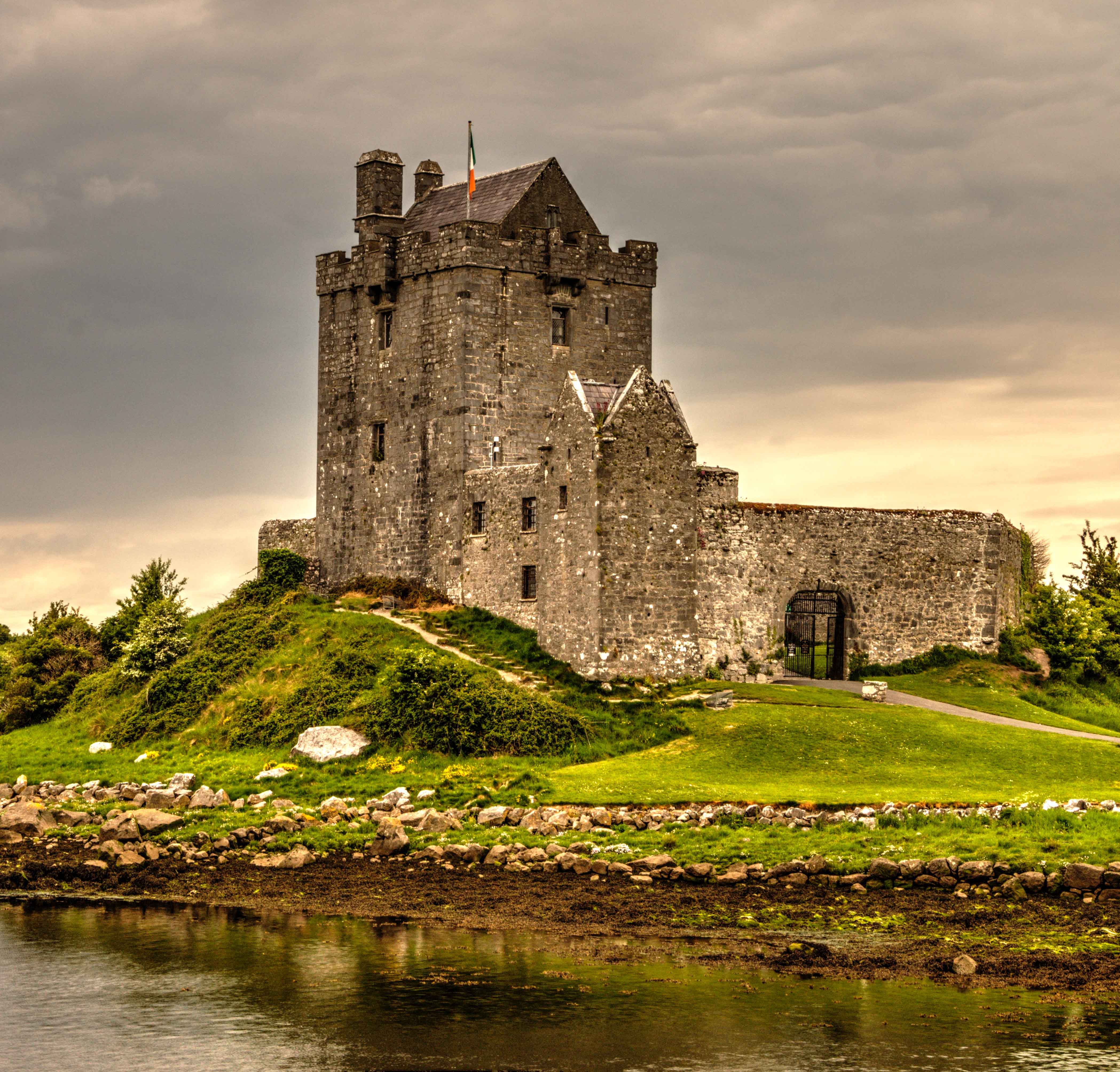 Irish castle on a lakeshore