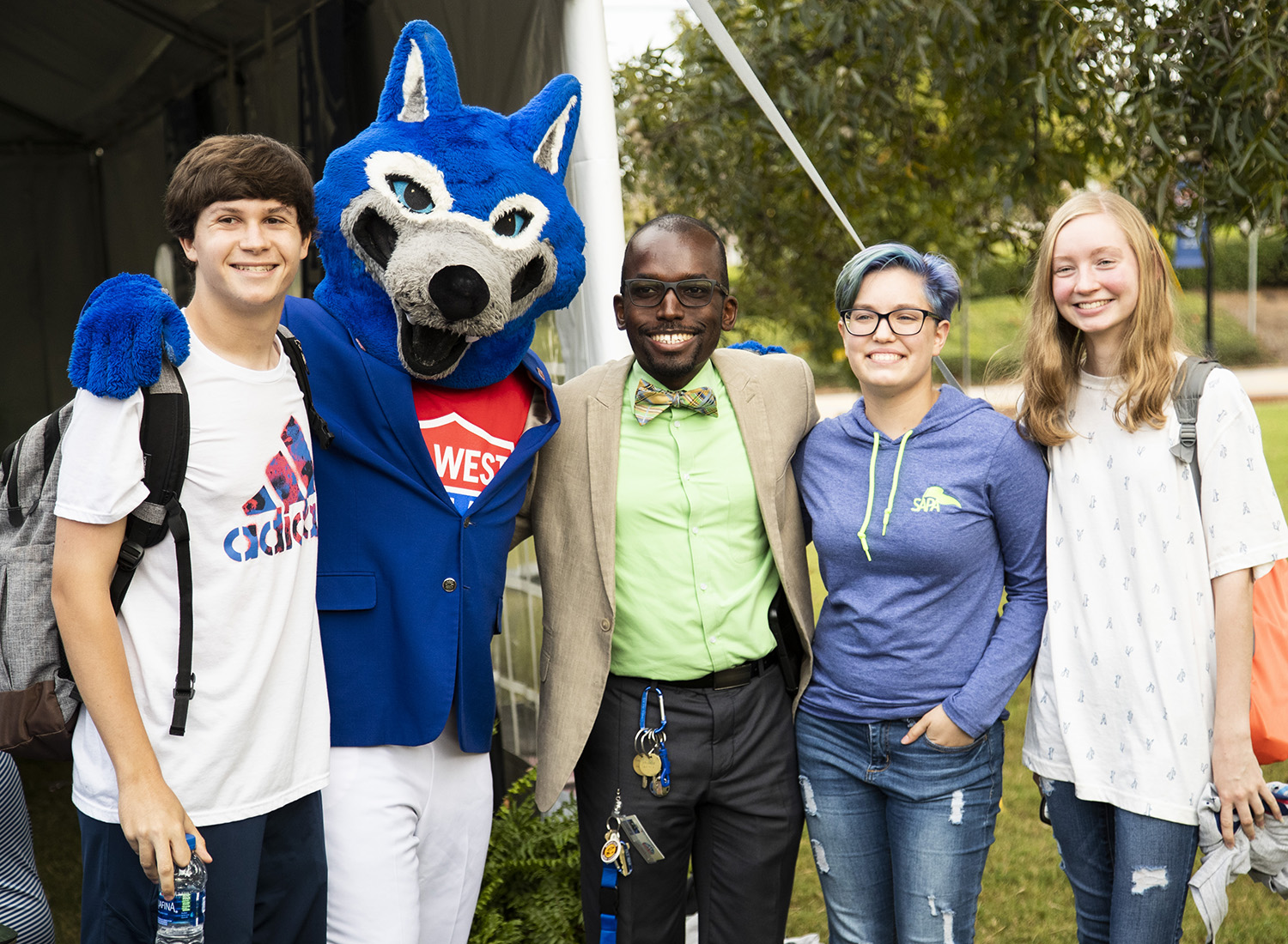 Wolfie with UWG Students