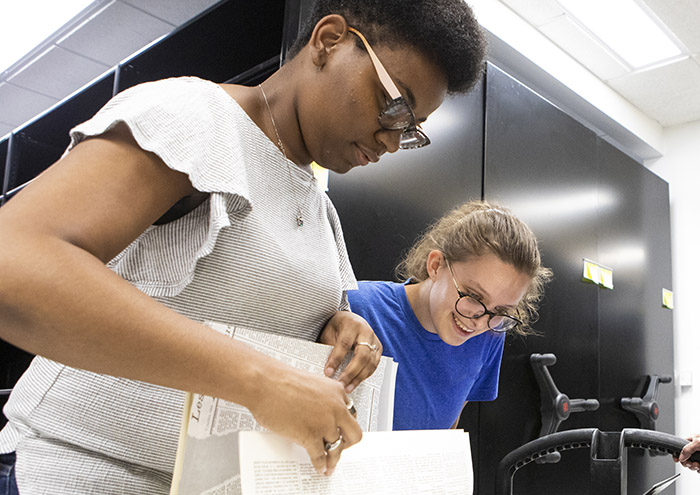 students in archives