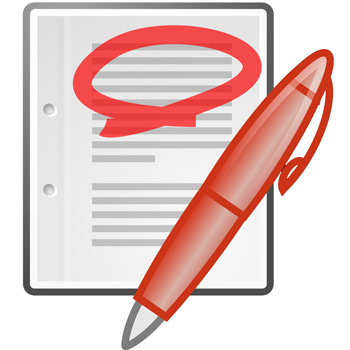 Graphic of a red pen next to a piece of paper with a red circle around a paragraph