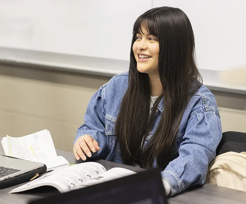 female student in class