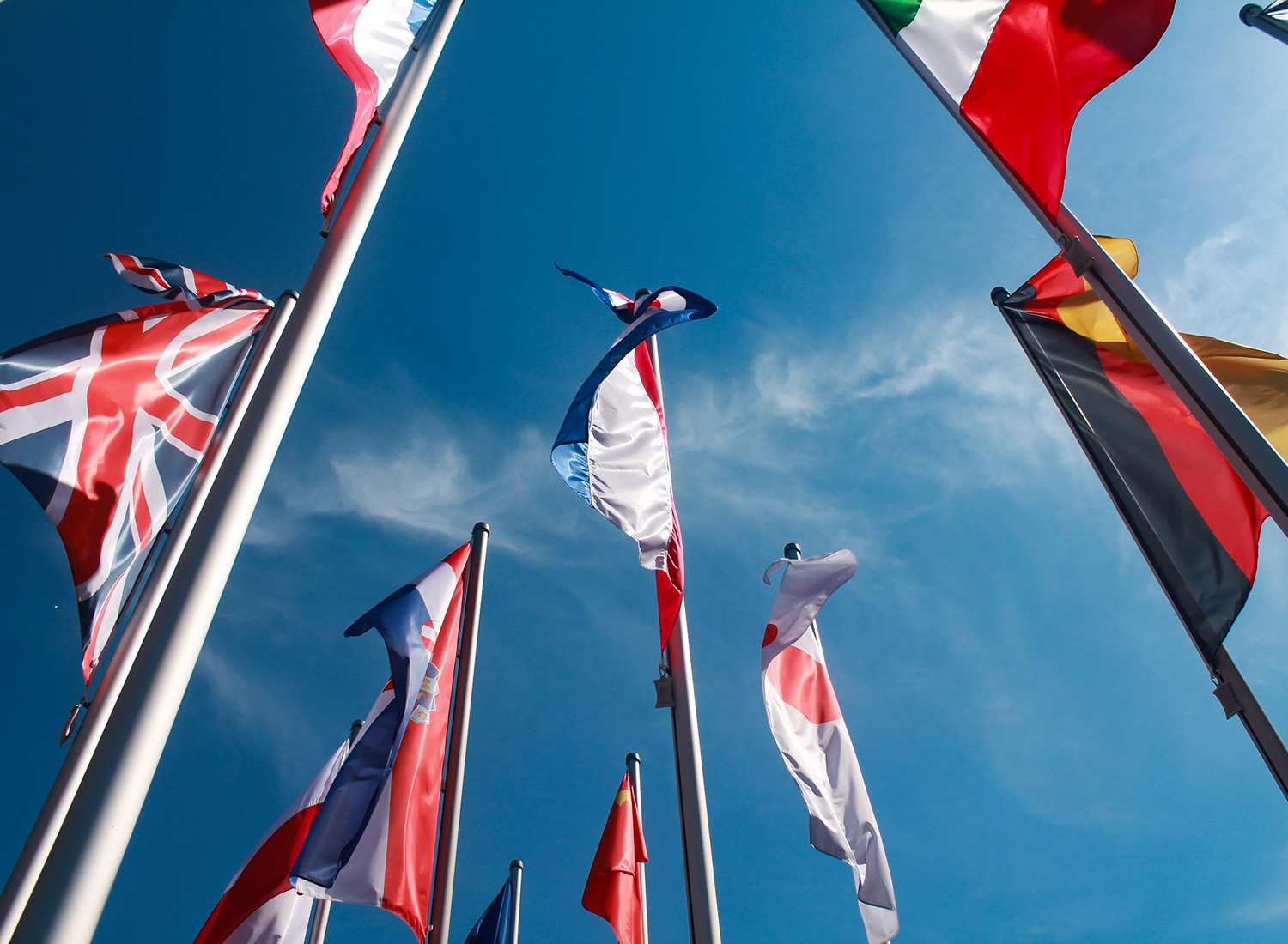 host of international flags