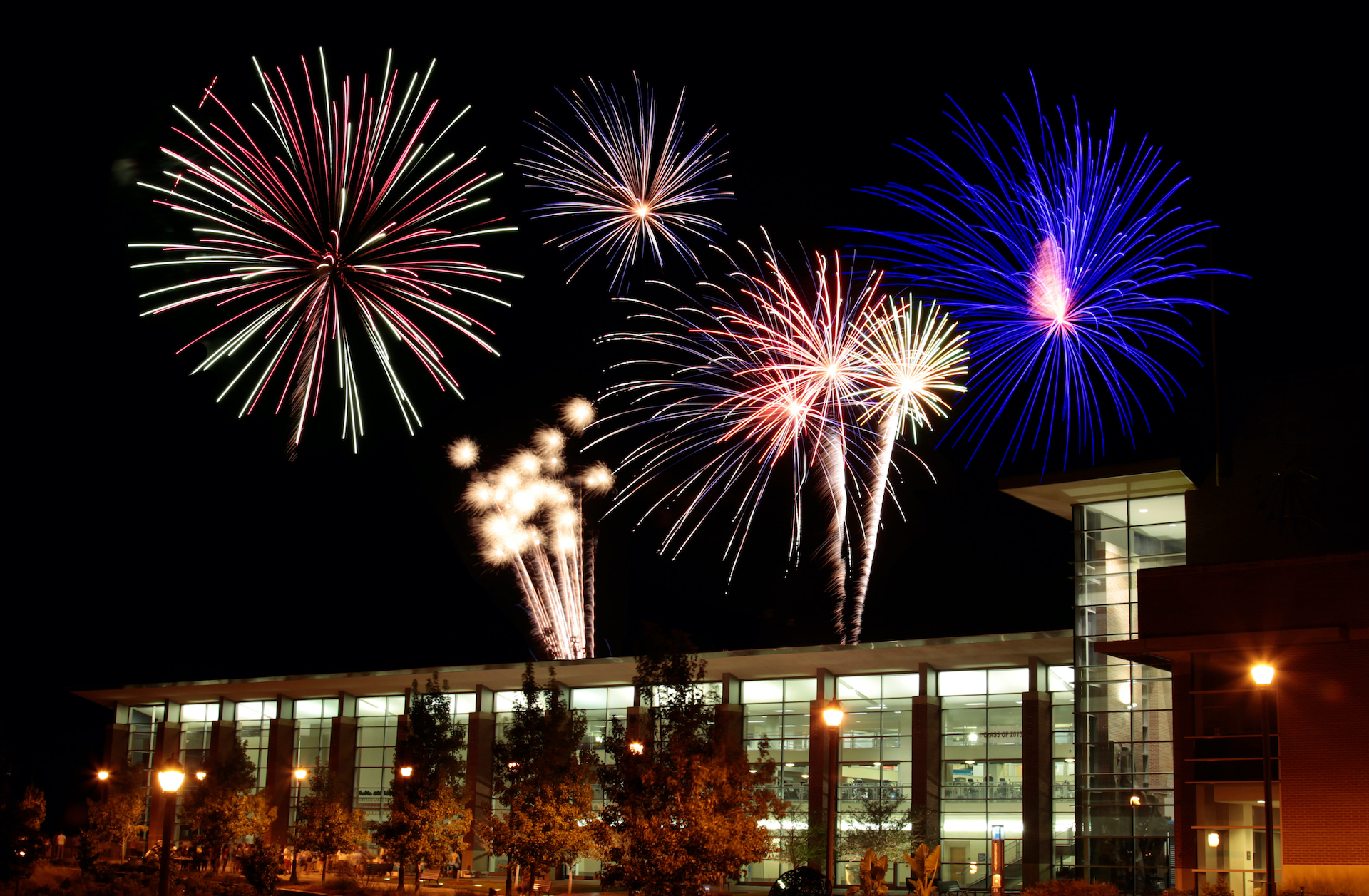 Fireworks over UWG building.