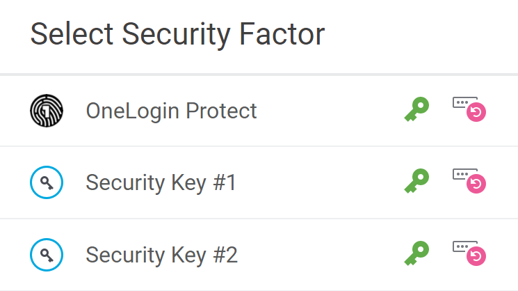 List of OneLogin security factors