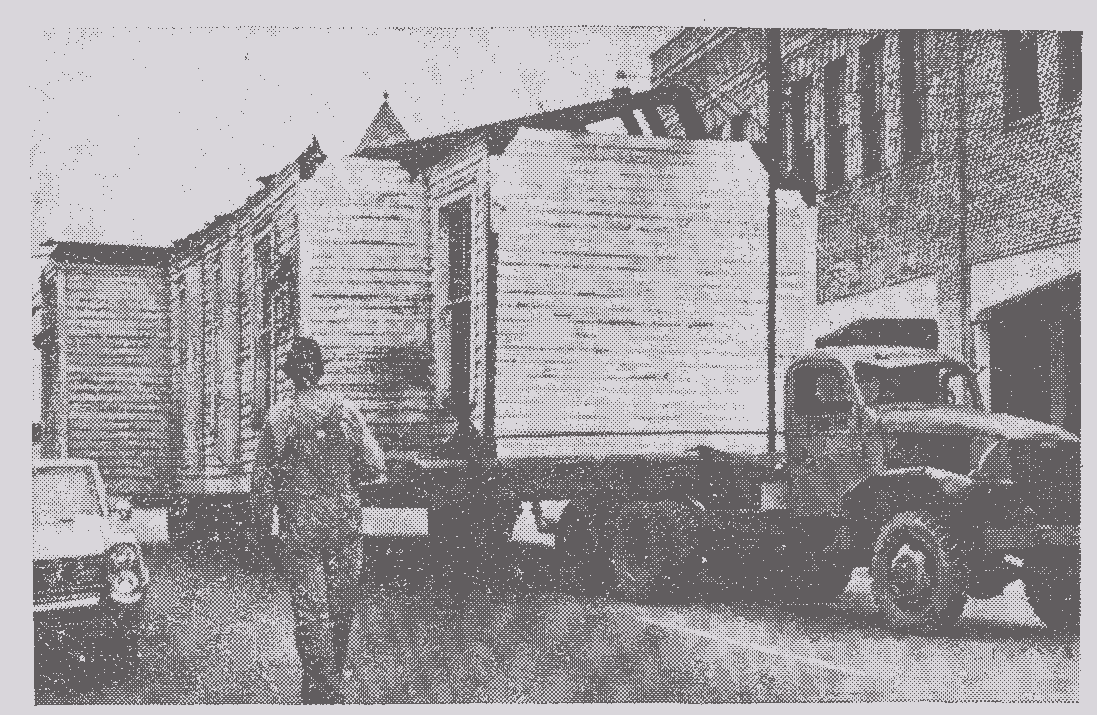The Kennedy Chapel being carried through downtown Carrollton to its new home at UWG.