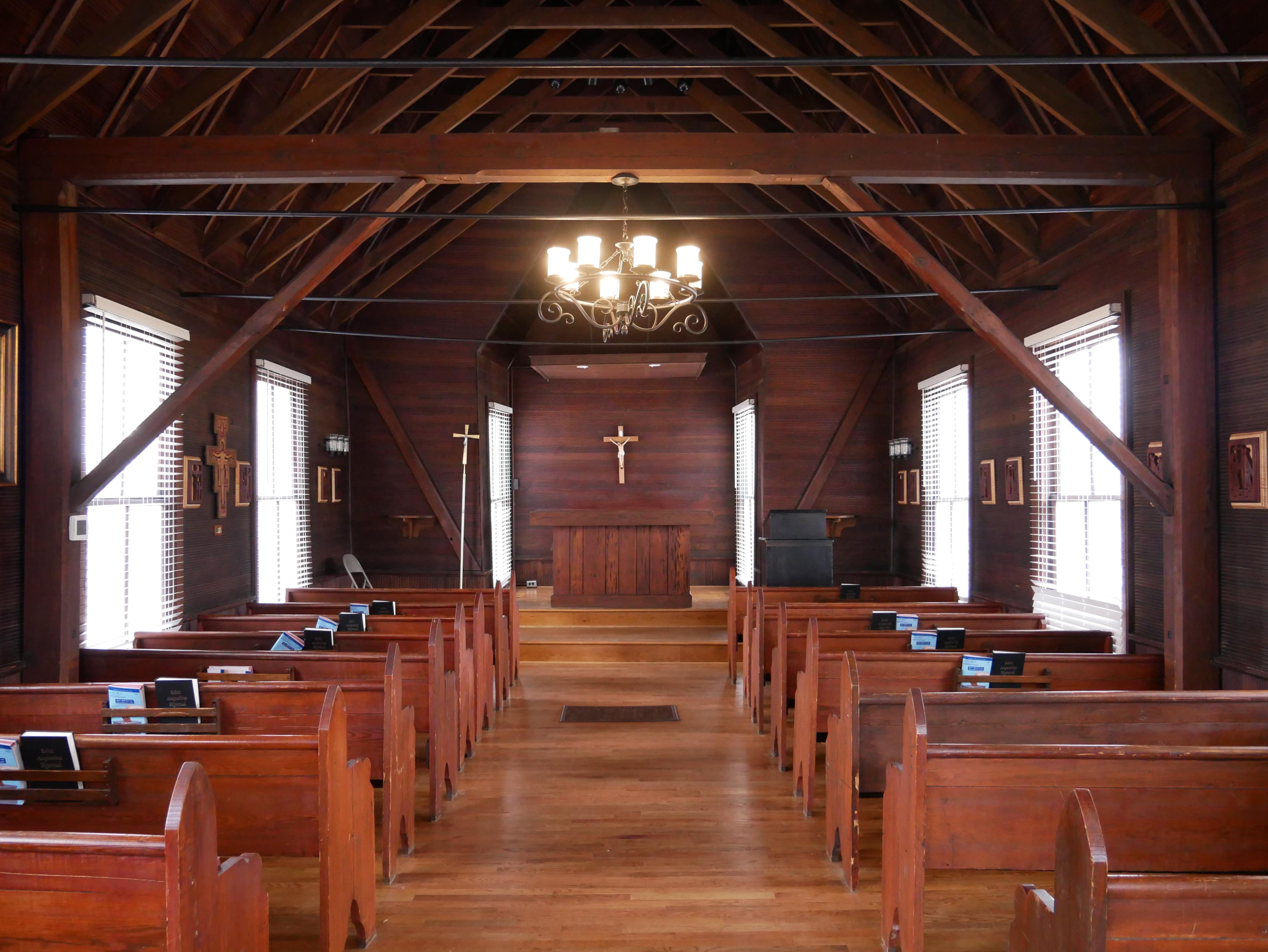A front view of the inside of the Kennedy Chapel