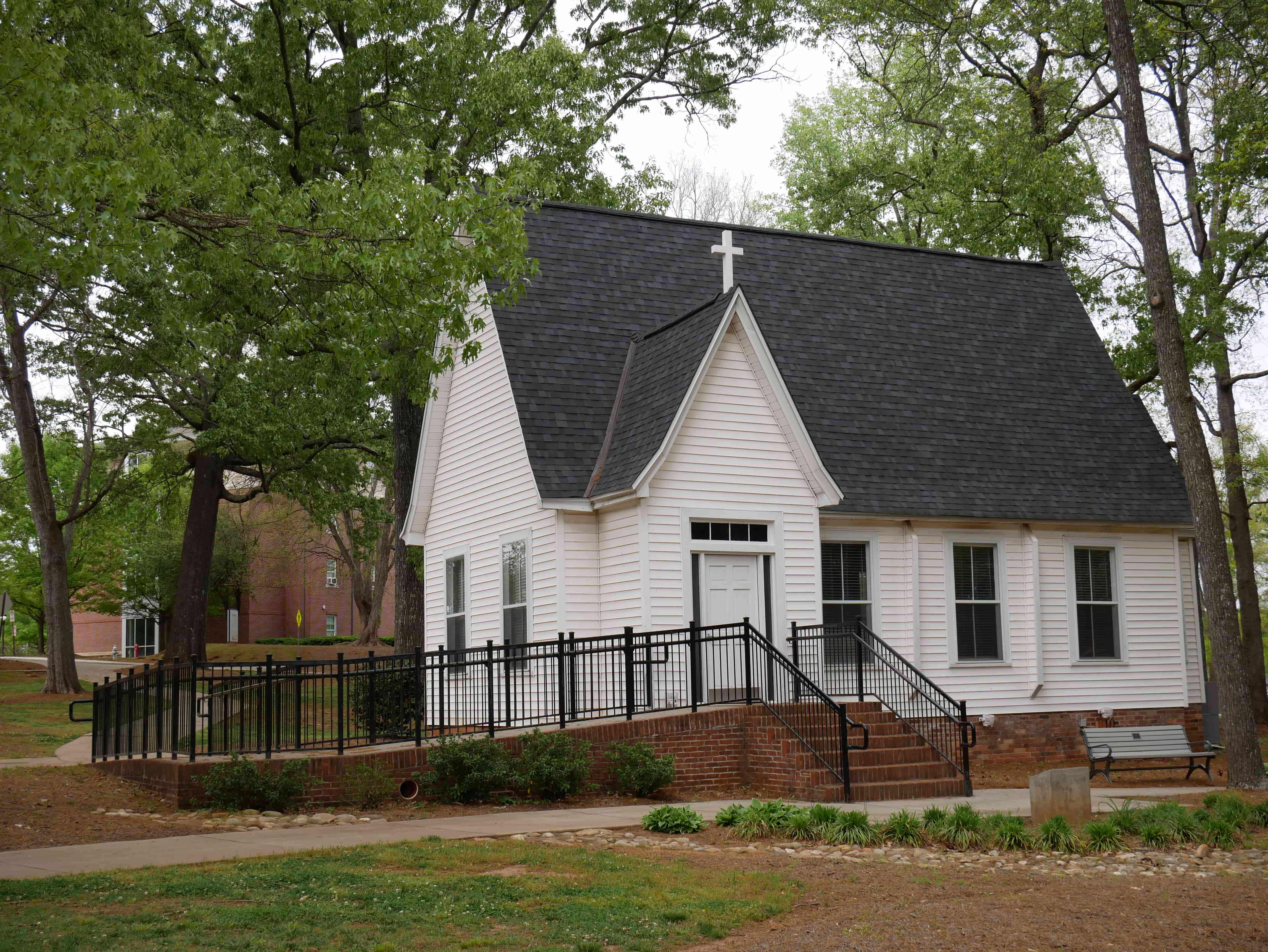 An up-close view of the Kennedy Chapel's entrance