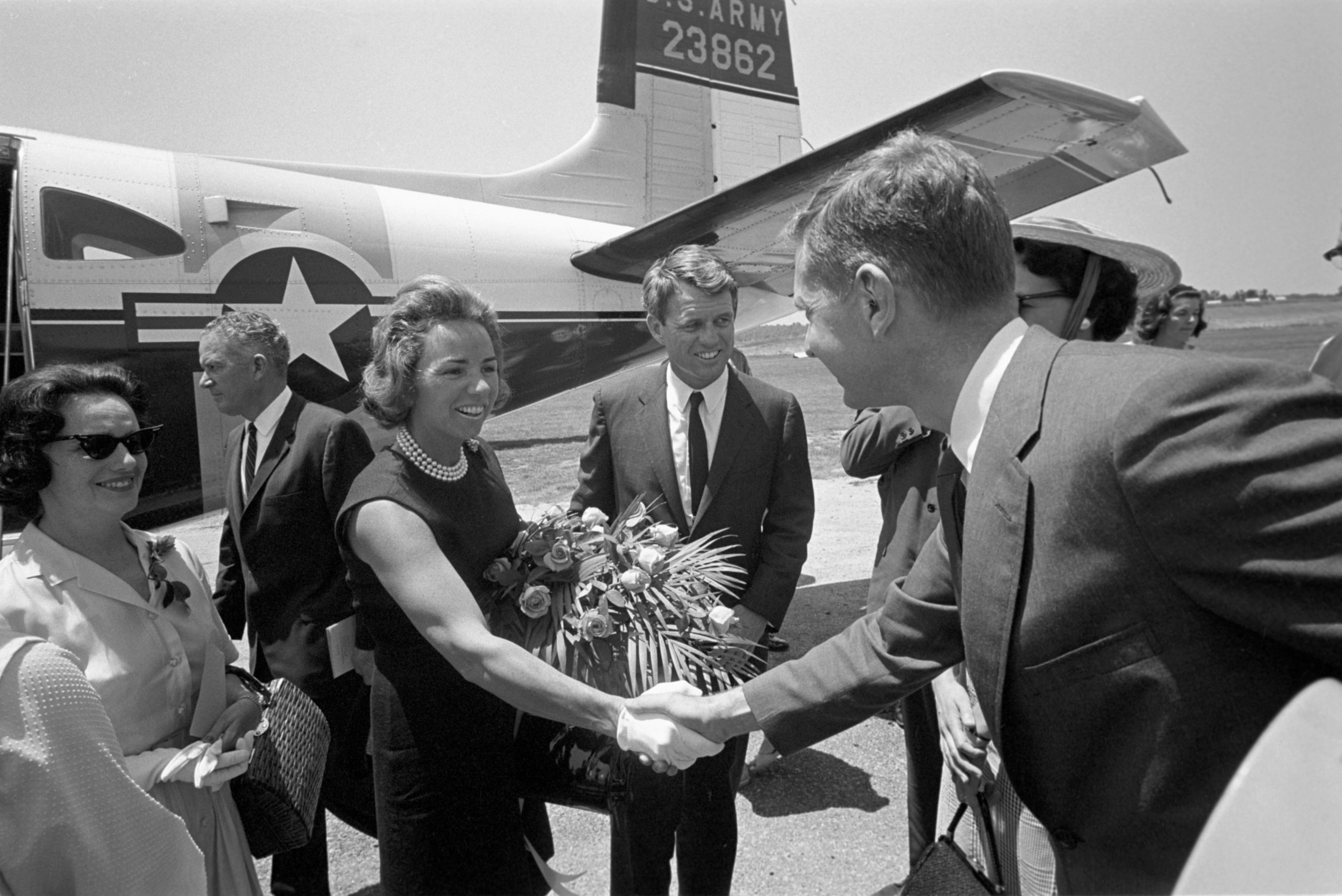 Robert and Ethel Kennedy being greeted in Carrollton