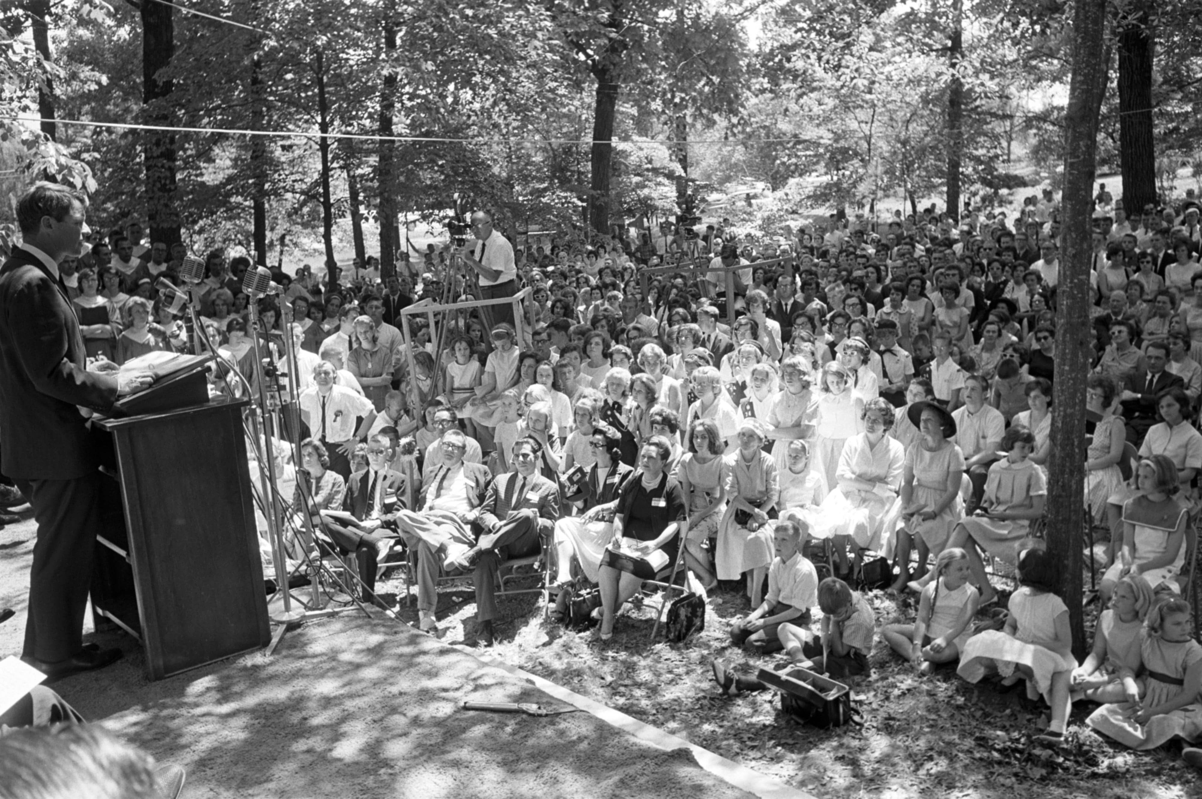 Robert Kennedy reciting his speech at the dedication ceremony